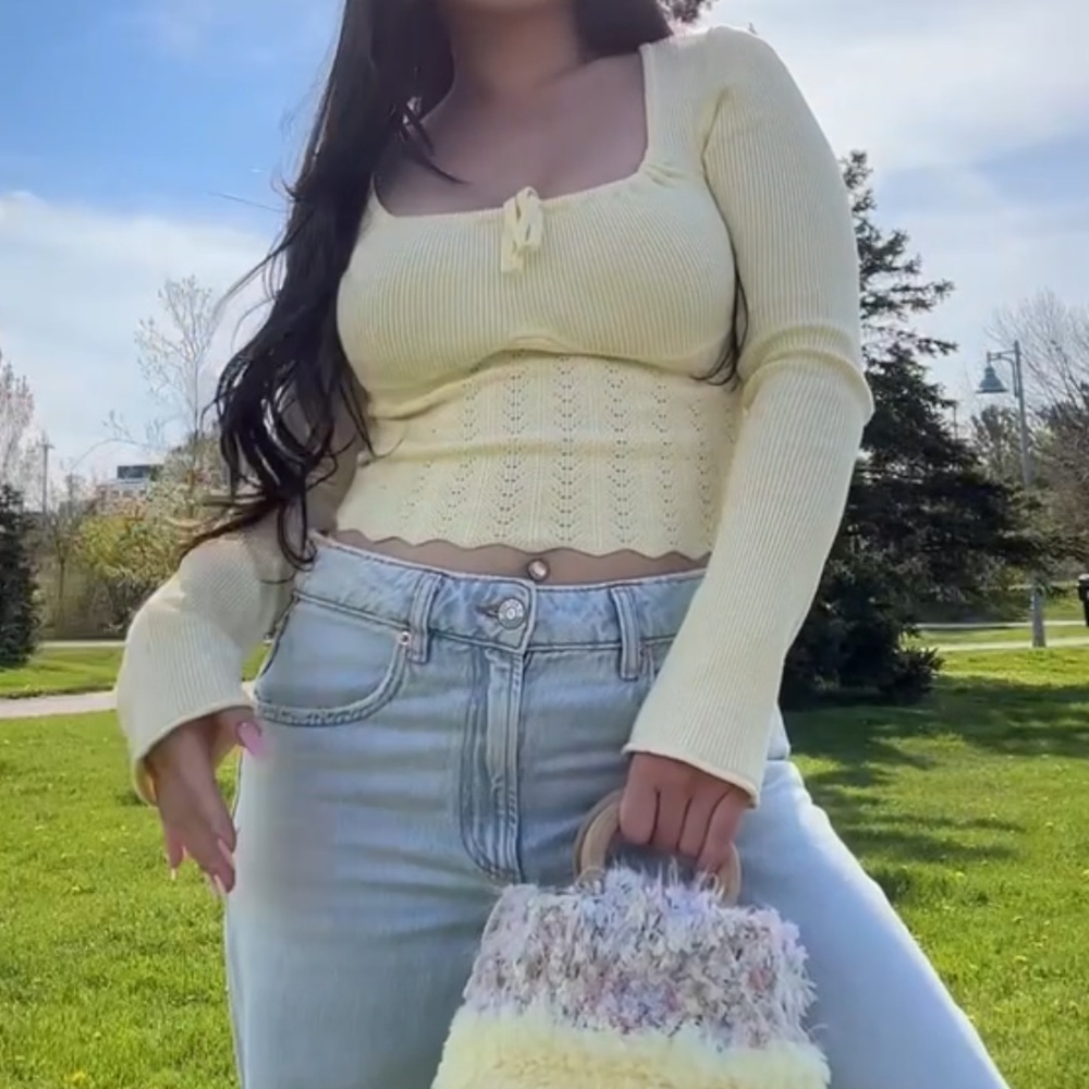 Garage Light Yellow Long Sleeve Knit Top